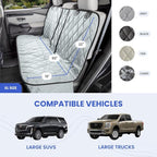Dog Seat Cover for Back Seat, Heavy Duty Waterproof Rear Seat Protector for Large Trucks, SUVs, Cars - Fits 60/40 Split Bench with Middle Seat Belt, Non-Slip Backseat Cover (Extra Large, Grey)