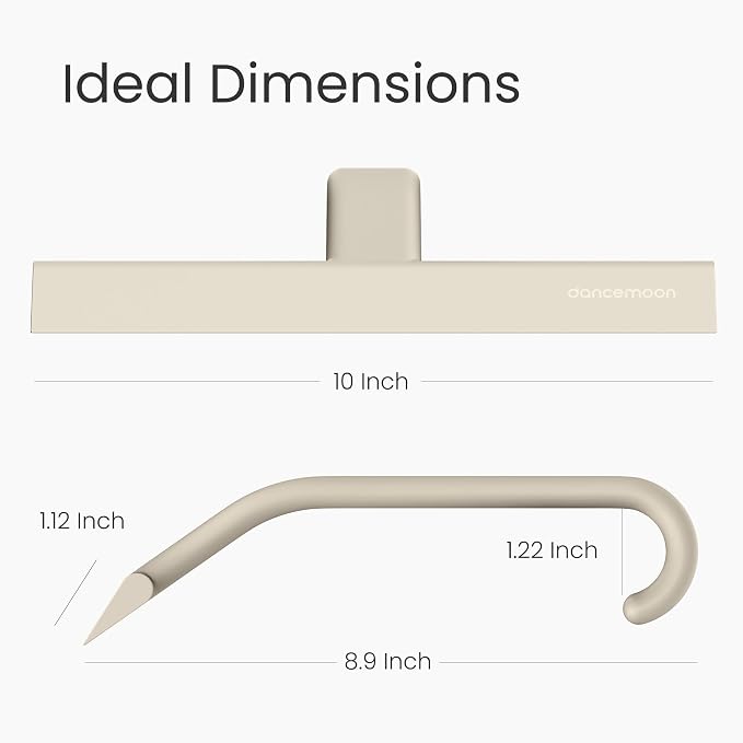 JustHang Shower Squeegee for Glass Doors, All-One-Piece Award-Winning Silicone Squeegee with Built-in Hook for Bathroom,Window, Mirror, Tile Wall,Car, Streak-Free Cleaner,10-Inch Light Taupe