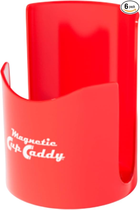 Magnetic Cup Holder - Caddy for Bottles,Glasses,and Cans - Fits on Fridge,Lawnmower,Forklift,Cart,or Ladder - Heavy-Duty Magnet,(Pack of 6)