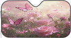 Windshield Sun Shade Rose Flower Garden Butterfly Car Front Window Sunshade Cover for Truck SUV Blocks UV Rays Automotive Visor Interior Protector 55 x 30 inch