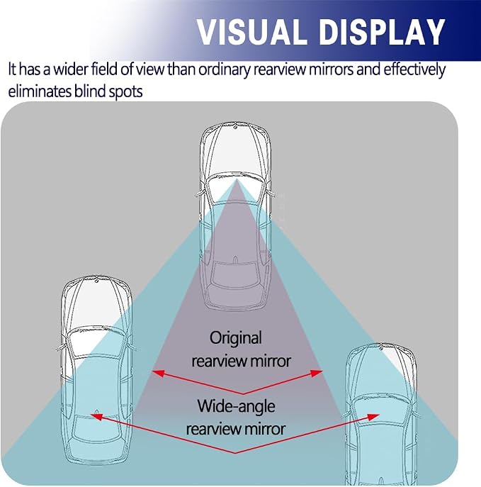 Auto Inside Rearview Mirror with Suction Cup, 12 inch HD Wide Angle Extended Curved Mirror, 360 Degrees Adjustable Wide Viewing Car Accessories Universal for Cars Trucks Boat