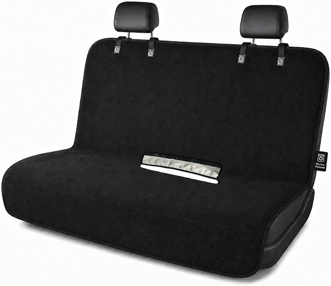 Waterproof Towel Rear Seat Cover for Cars, SUVs, Trucks & Sedans, Heavy Duty Sweat Towel Back Seat Protector for Post-Gym, Beach, Dogs & Kids, Machine Washable, Non-Slip, Black, 55" x 59"