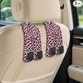 Cute Pink Leopard Car Seat Back Storage Headrest Hooks for Purses & Bags – 2PCS PU Leather Dual Metal Hooks, Backseat Organizer Accessories