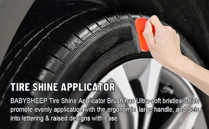 Car Tire Shine Applicator,Large Tire Shine Brush - Automotive Tire Dressing Applicator Brush with Storage Stand for Tire Detailing & Car Wash Kit, Black, 3.6 Inch Length -2pcs (Black & Red)