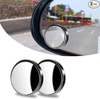 2 PCS Car Reversing Blind Spot Mirror, 2.16" x 0.39" High-definition Glass 360° Large Viewing Angle Round Mirror, Self-adhesive ABS Anti-collision Shell, Compatible with Most Models (Black)
