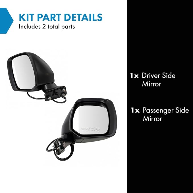 Driver & Passenger Side Power Heated Mirrors Paint to Match Without Blind Spot Compatible with 2011-2017 Nissan Quest NI1320280 NI1321280