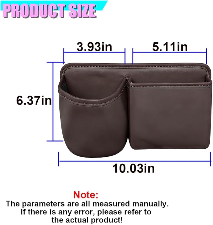 Car Side Door Organizer, Leather Auto Back Seat Storage Pouch with Cup Holder, Car Console Side Trash Can, Universal Vehicle Interior Organizer Pocket for Phone, Coin, Sunglasses (Brown)