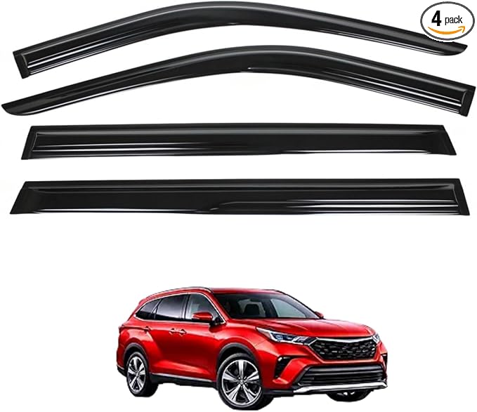 Tape-On Window Visors 4-Piece Compatible with 2020-2026 Toyota Highlander Sun Rain Guards Shield Shade Smoke