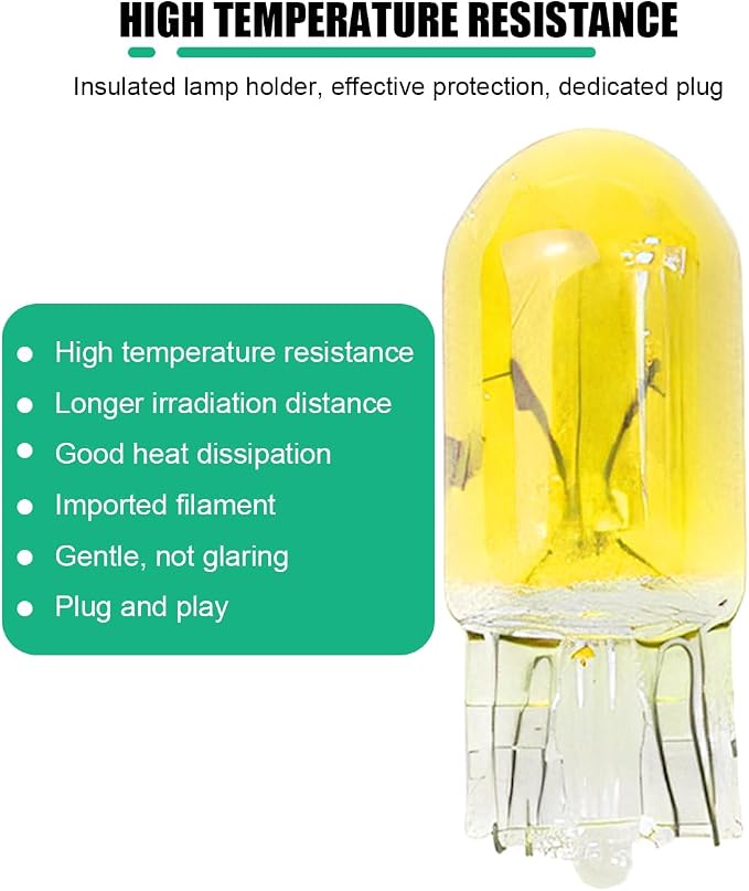 25PCS T10 12V 5W Car Turn Signal Light Bulbs, Clear Flat Foot Vehicle Side Marker Lamp Bulbs, Auto Interior Amber Headlight Bulbs Accessories, Universal for SUV, Sedan, Truck (Yellow)