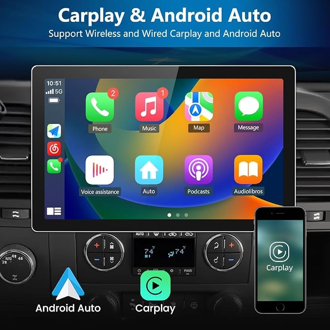11.5inch Car Radio Stereo for Chevy Chevrolet Silverado 2007-2013 Tahoe Equinox GMC Sierra Yukon with Android 13 CarPlay Android Auto Bluetooth FM Backup Camera【4Core+64GB】