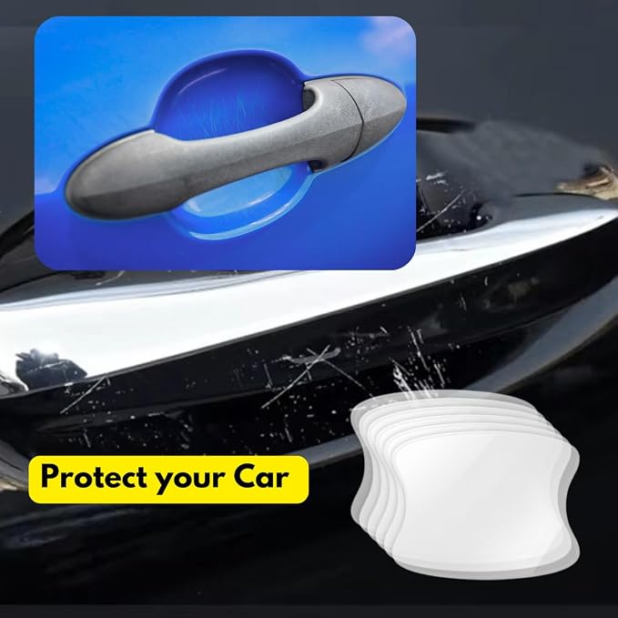 6 Pack Door Handle Cup Protector Made with Paint Protection Film Car Accessories Car Cover Clear Film | Self-Healing Decal Anti Scratch Guard | Universal Fit Vehicles, SUV, Truck