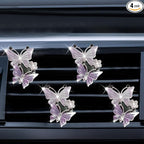ZIMISI Car Vent Clip, Dual Butterfly Air Vent Clips, Bling Diamond Car Diffuser Clips, Cute Air Conditioning Outlet Decoration, Butterfly Car Accessories for Women (4Pcs/Purple)