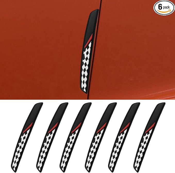 Craedli 6PCS Universal Car Door Edge Guards, Anti-Scratch Auto Bumper Body Protector Trim Guard Car Door Anti-Collision Strips, Self-Adhesive Auto Side Rearview Mirror Protector Sticker(Grid)