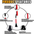 27" Snow Brush and Ice Scrapers for Car Windshield and Window, Detachable Winter Snow Remover Ice Shovel Tool with Ergonomic Foam Grip & No Scratch Bristles, Car Accessories for Truck SUV (Red)
