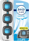Car Air Freshener, Odor-Fighting Automotive Vent Clip, Linen & Sky Scent, 3 Count