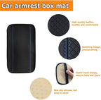 Car Armrest Storage Box Mat, Fiber Leather Car Center Console Cover, Car Armrest Seat Box Cover Accessories Interior Protection for Most Vehicle, SUV, Truck, Car (Black/Blue)