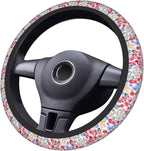 Millefleurs Different Flowers Pink Steering Wheel Cover Car Accessories Cute for Women Girls Girly Universal 15 Inch Neoprene Auto Interior Decor Anti Slip Car Truck Protector