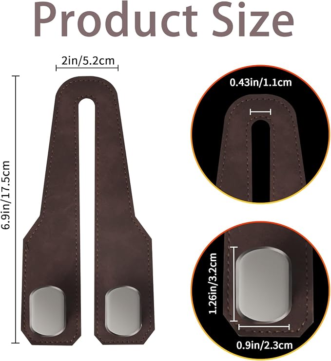 2 Pack Car Seat Headrest Hooks for Purses and Bags, Car Purse Holder With Double Metal Hooks, Headrest Back Seat Handbags Hook, Universal Car Purse Hanger, Cute Car Hanging Accessories, Brown