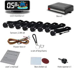 Backup Parktronic System Car Auto Vehicle Reverse with 8 Parking Sensors kit, LCD Display, Distance Detection (Meter/Foot Switchable), Buzzer Alarm and Voice Prompt Function(Champagne Gold)