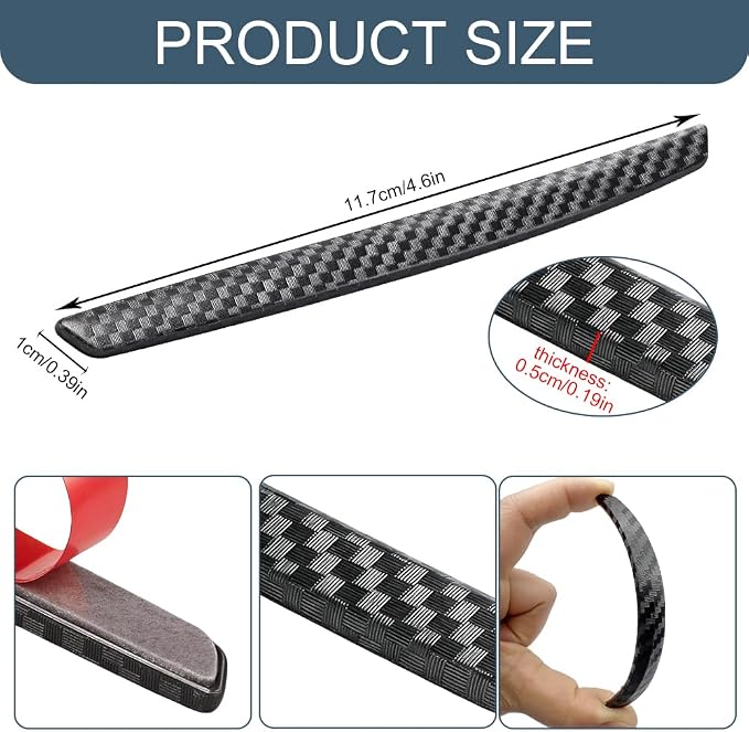4 PCS Car Door Anti-Collision Strip, Door Protector Edge Guards, Carbon Fiber Texture Car Door Corner Bumper Protector, Anti-Scratch Car Bumper Protector for Front and Rear Bumper Protection