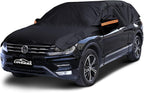 Half Car Cover Top SUV, Hail Protector Car Cover with Cotton Liner, Sunroof & Windshield Cover for Ice and Snow, All Weather Vehicle Body Cover for Sun, Rain, Dust, Fit SUV L