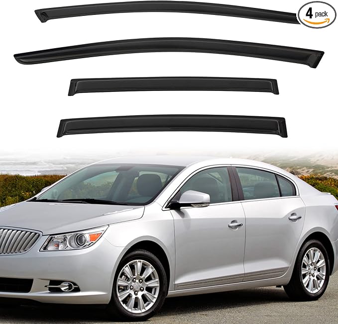 Rain Guards Compatible with 2010-2016 Buick Lacrosse Tape-On Side Window Visor Wind Deflector Vent Visors Car Accessories 4pcs