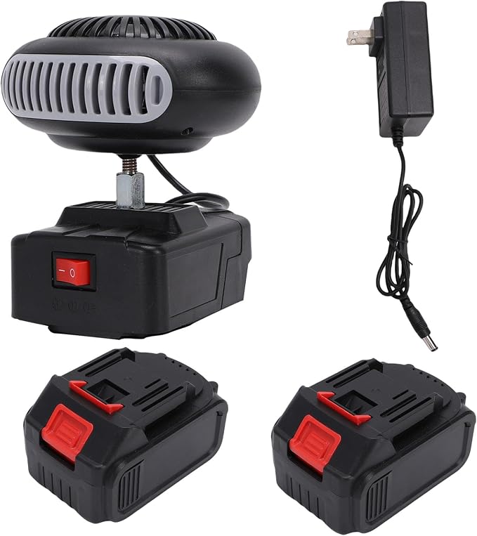 Portable Car Heater, USB Cordless Rechargeable Fast Heating Car Defroster with 2 Battery, Anti Tip USB Space Heater Windshield Defroster for Trucks, SUV, Outdoor Construction