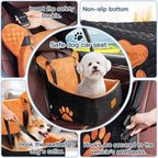 Dog car Seats for Small/Medium Dogs up to 33lbs- Washable, Waterproof, Dog Booster & car Seats with 2 Easy-Install Safety Belts, Non-Slip Base & Storage Pocket(Brown Black).