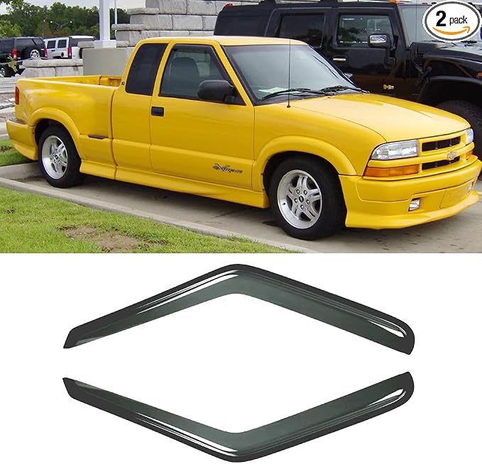 Side Window Visor Wind Vent Deflector,2pcs Front Door Out-Channel Tape On Shade Rain Guards fit for 1994-2004 Chevrolet S10/Sonoma,1995-2005 S10 Blazer/S15 Jimmy,1996-2000 Isuzu Hombre 92127