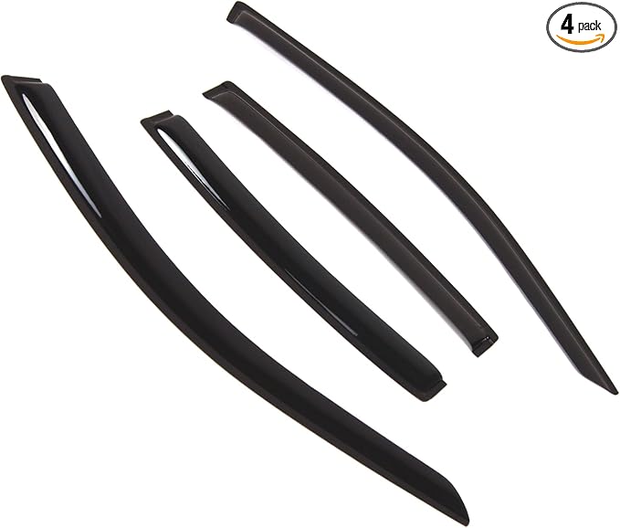Outside Mount Window Vent Visors Rain Guards Compatible with Chrysler 200 2011-2014 | Side Window Wind Deflectors Rain Shields | Smoke Tinted, 4 Pcs Set, DGWV-787