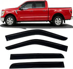 Side Car Window Visor Rain Guard Vent Deflectors Compatible with 2015-2026 Ford F-150 2017-2023 F-250 F-350 F-450 F-550 Crew Cab Window Shade Sun Shield Truck Accessories 4-pc Set