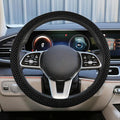 Elastic Stretch Steering Wheel Cover, 15" Breathable Microfiber Ice Silk Steering Wheel Protector, Universal Anti-Slip Car Warm in Winter&Cool in Summer Accessories for Men Women (Black)