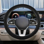 Elastic Stretch Steering Wheel Cover, 15" Breathable Microfiber Ice Silk Steering Wheel Protector, Universal Anti-Slip Car Warm in Winter&Cool in Summer Accessories for Men Women (Black)