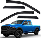 94101 Extra Durable Outside-Mount Auto Vent Window Visors, Fits 2009-2010 Dodge Ram 1500, 2011-2018 Ram 1500, 2019-2024 Ram 1500 Classic, Quad Cab, Original Wind Deflector, Smoke, 4-Pcs