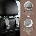 2PCS Car Seat Headrest Hook, Cute Heart Vehicle Backseat Purse Bag Hanger Organizer, Auto Seat Back Storage Holder for Groceries Coats Umbrellas, Universal for Vehicles (Gray)