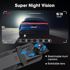 Upgraded 10'' Rear View Mirror Camera Mirror Dash Cam Front and Rear 1080P Backup Camera Full Touch Screen w Loop Recording, G-Sensor Night Vision 170° Wide Angle