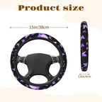 Steering Wheel Cover Accessories Neoprene Cover, Breathable Non-Slip Easy to Install Suitable for Women Men, 14.5-15.5 Inch for Car SUV Van Truck Universal - Butterfly
