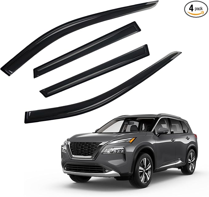 Rain Guards Compatible with 2021-2024 Nissan Rogue,Tape-On Side Window Visor Wind Deflector Vent Visors Car Accessories 4pcs