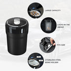Car Ashtray with Lid, Easy Clean Up Detachable Smokeless Ashtray with LED Blue Light, Portable Mini Ash Tray Cup Holder for Car Home Office Travel, Interior Auto Accessories (Black, Larger)