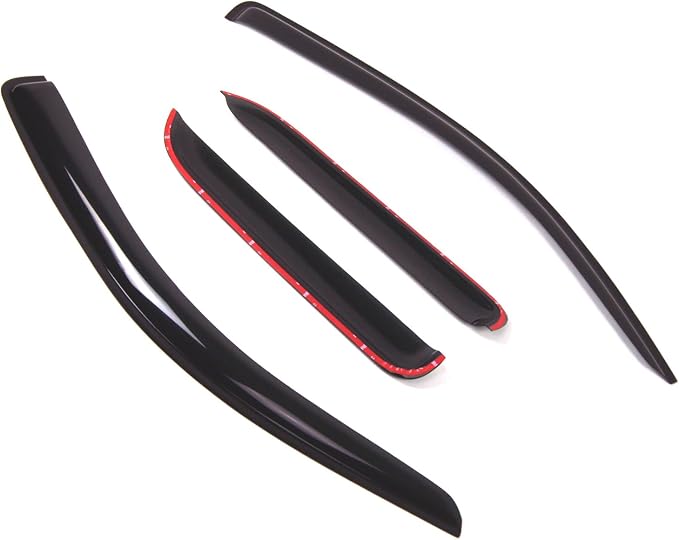 WD2-621 Dark Smoke 4 Pcs Set Window Visor (Outside Mount) Deflector Rain Guard Compatible with 2014-2016 Chevrolet Silverado Extended Cab