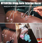 Bling Purse Hook for Car Headrest, Upgraded Cute Car Seat Hooks for Bag Handbag, Durable Stainless Auto Purse Hanger Holder 2 Pack, Pink
