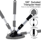 Windshield Cleaner Tool 22.5" L - Car Interior&Exterior Window Cleaning Kit with Extendable Handle&4 Microfiber Pads and Thick Large Wash Sponge, Auto Glass Wiper Brush Kit for Cars Home (7pcs Grey)