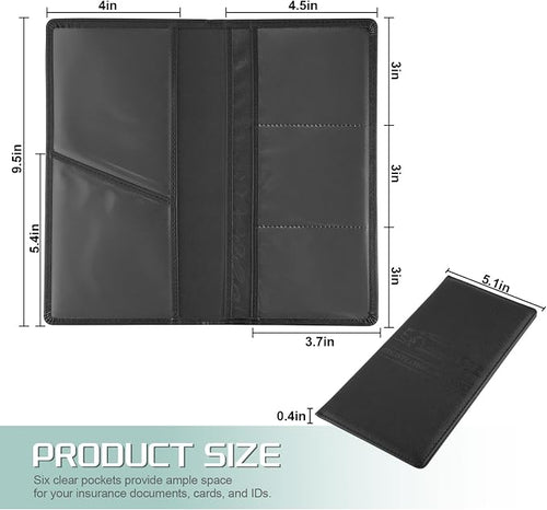 1Pack Car Registration and Insurance Holder,Car Document Holder for Cards License with Magnetic Shut,Vehicle Glove Box Car Organizer for Documents, Cards, License(Black)