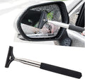 Car Rearview Mirror Wiper, American Flag Telescopic Auto Mirror Squeegee Cleaner, Glass Mist Cleaning Tool with Retractable 98cm Handle, Portable Car Windows Water Removal (Black/Car Logo)