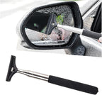 Car Rearview Mirror Wiper, American Flag Telescopic Auto Mirror Squeegee Cleaner, Glass Mist Cleaning Tool with Retractable 98cm Handle, Portable Car Windows Water Removal (Black/Car Logo)