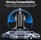 USB C Car Charger Adapter with Voltmeter Compatible with iPhone 16 15 14 13 12 11, Android, Samsung, Super+ QC3.0 6 in 1 Multi-Port Super Fast Charging Cigarette Lighter USB Charger