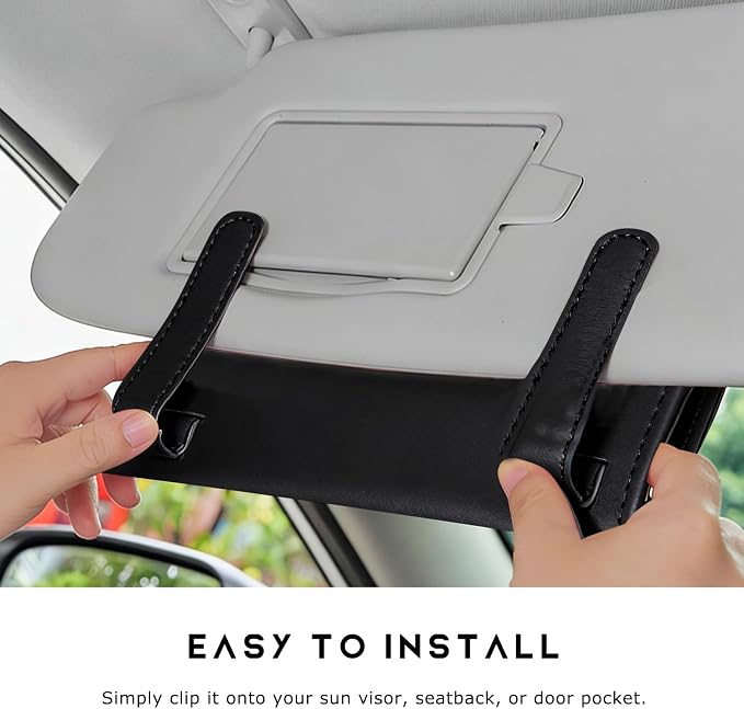 Car Tissue Holder, Auto Sun Visor Napkin Holder Hanging Paper Towel Dispenser with Tissue Refill, Premium Leather Napkin Case Mask Organizer for Backseat & Visor, Car Accessories (Black)