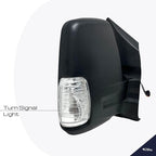 Passenger Side Mirror for 2020-2023 Ford Transit 150 250 350 Short Arm with Power Folding Blind Spot Monitoring BSM Turn Signal Textured Black 10 Pins Right FO1321654