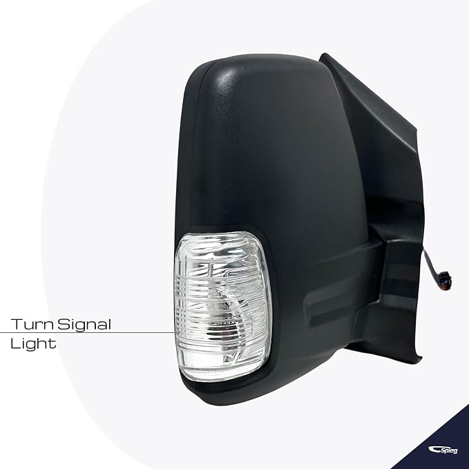 Passenger Side Mirror for 2020-2023 Ford Transit 150 250 350 Short Arm with Power Folding Blind Spot Monitoring BSM Turn Signal Textured Black 10 Pins Right FO1321654