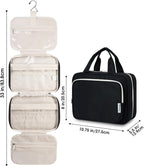 Hanging Toiletry Bag for Women Travel Makeup Bag Organizer Toiletries Bag for Travel Size Essentials Accessories Cosmetics (Black (Medium))